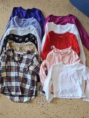 Mixed Girls Long Sleeve Tops Bundle - Reds, Pinks, Purple, Plaid